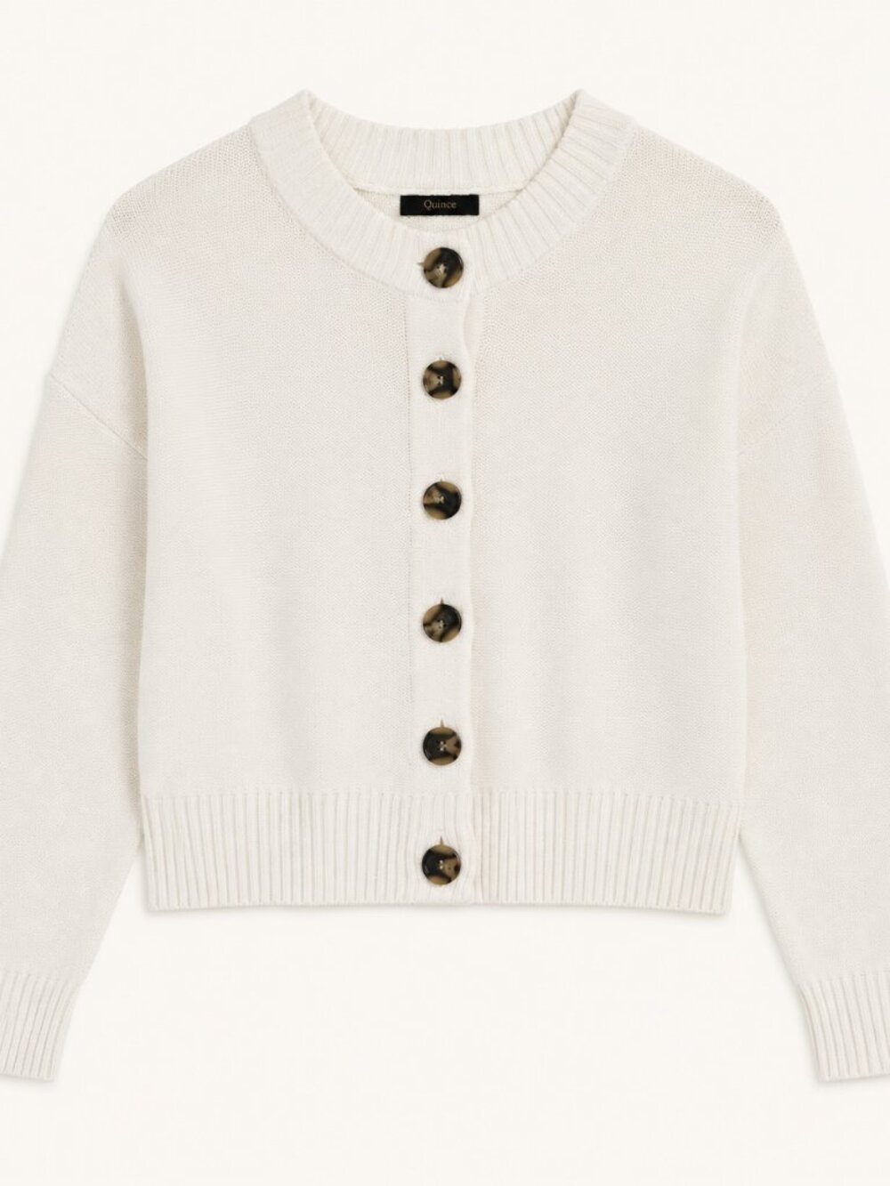 Quince Organic Cotton Cropped Cardigan Ivory M